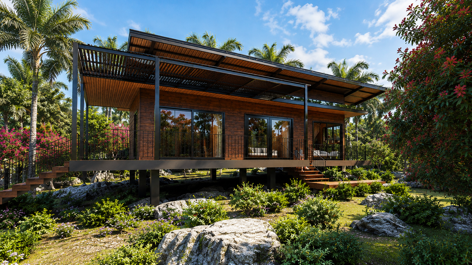 Contemporary architecture and villa space